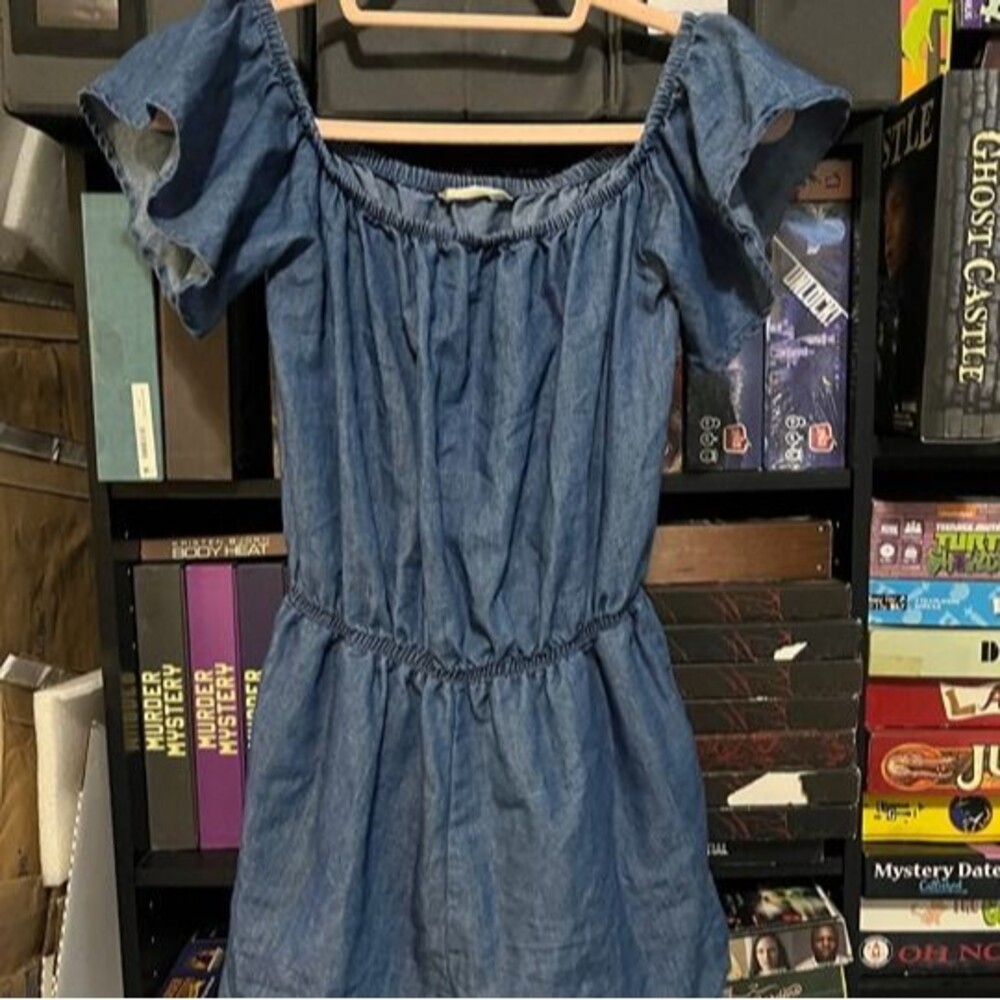 Bluenotes Chambray Off Shoulder Romper Size Small